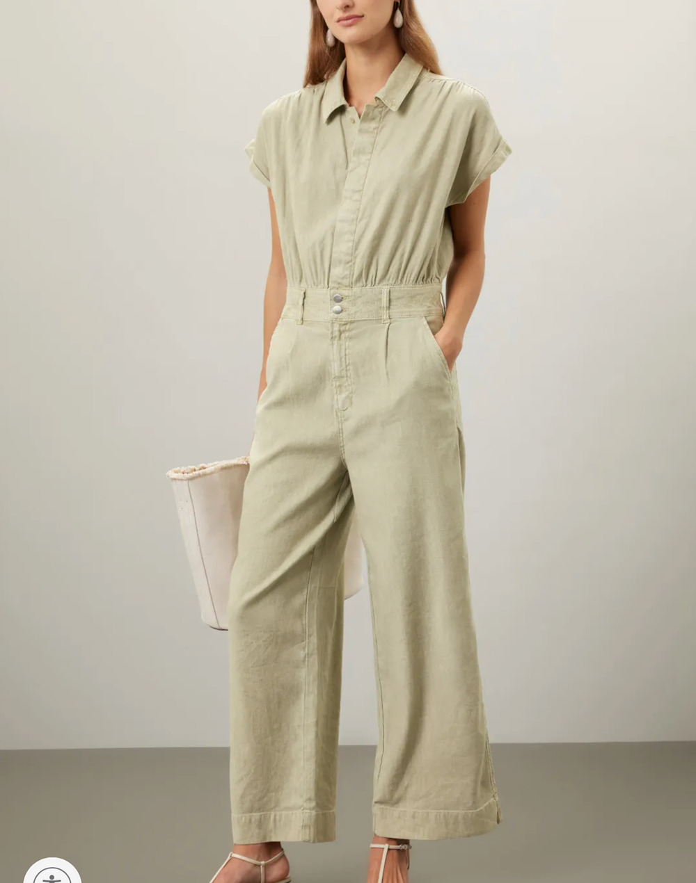 Joe's Jeans Beige Short Sleeve Boilersuit SMALL Linen Jumpsuit Relaxed $300